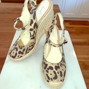 Leopard print wedge sling back